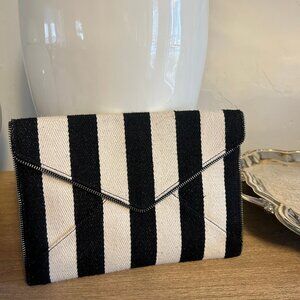 Rebecca Minkoff Black and White Envelope Clutch with Zipper accent